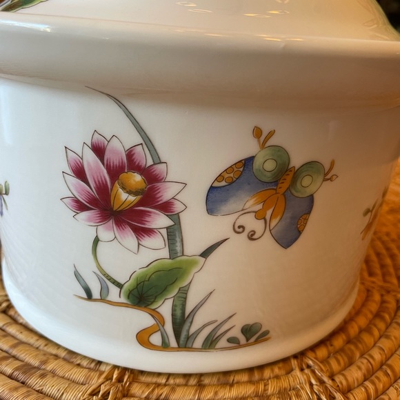 Louis Lourioux France Le Faune Floral & Butterfly Porcelain Covered Dish - Picture 5 of 14